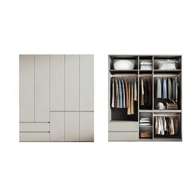 Cream Trendy Reclaimed Wood Wardrobe Armoire with Soft Close Drawer, Soft Close Door, Interior Shelves, and Clothing Rod - image 29