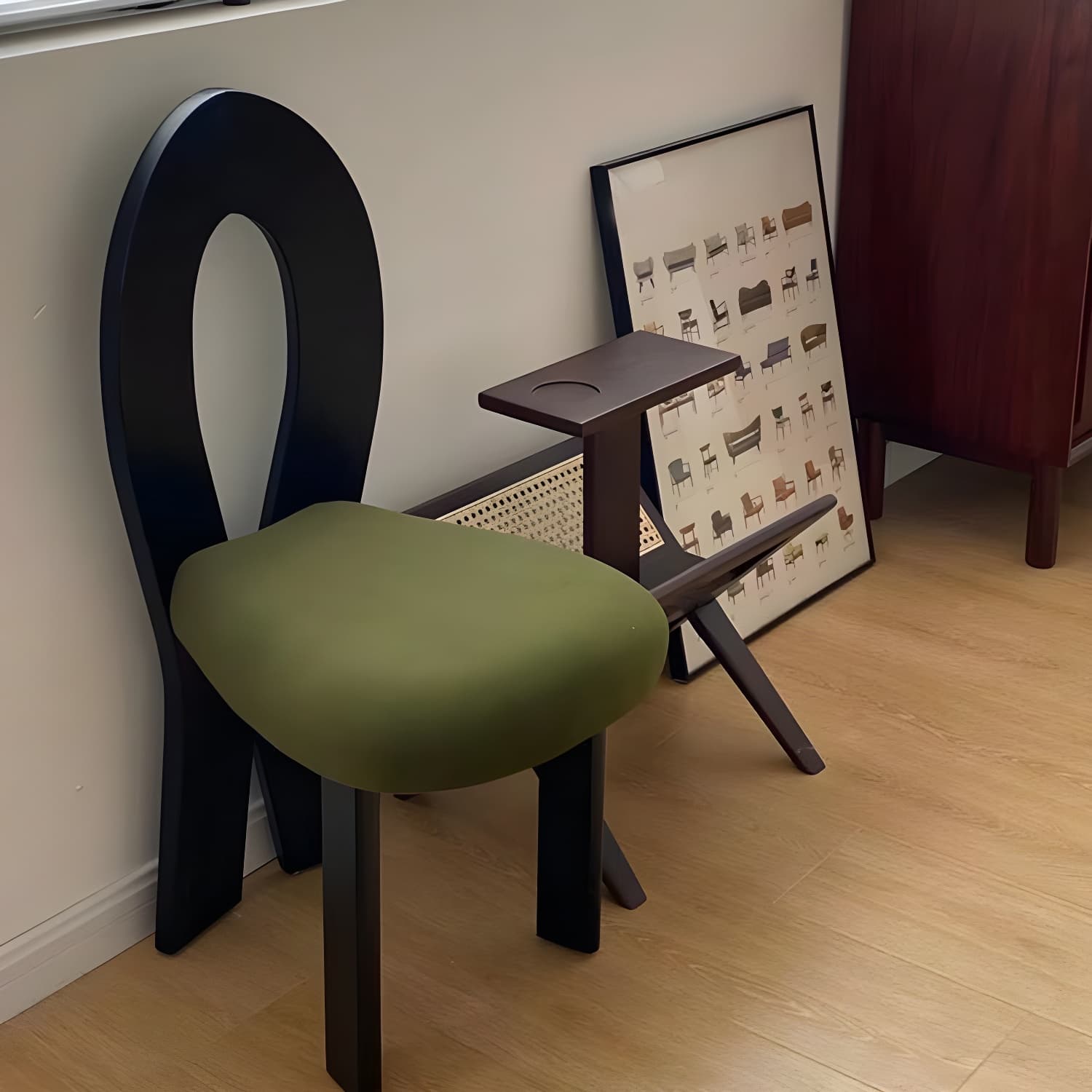 Modern Upholstered Side Chair with Wood Legs in Polyurethane for Kitchen & Dining - image 13