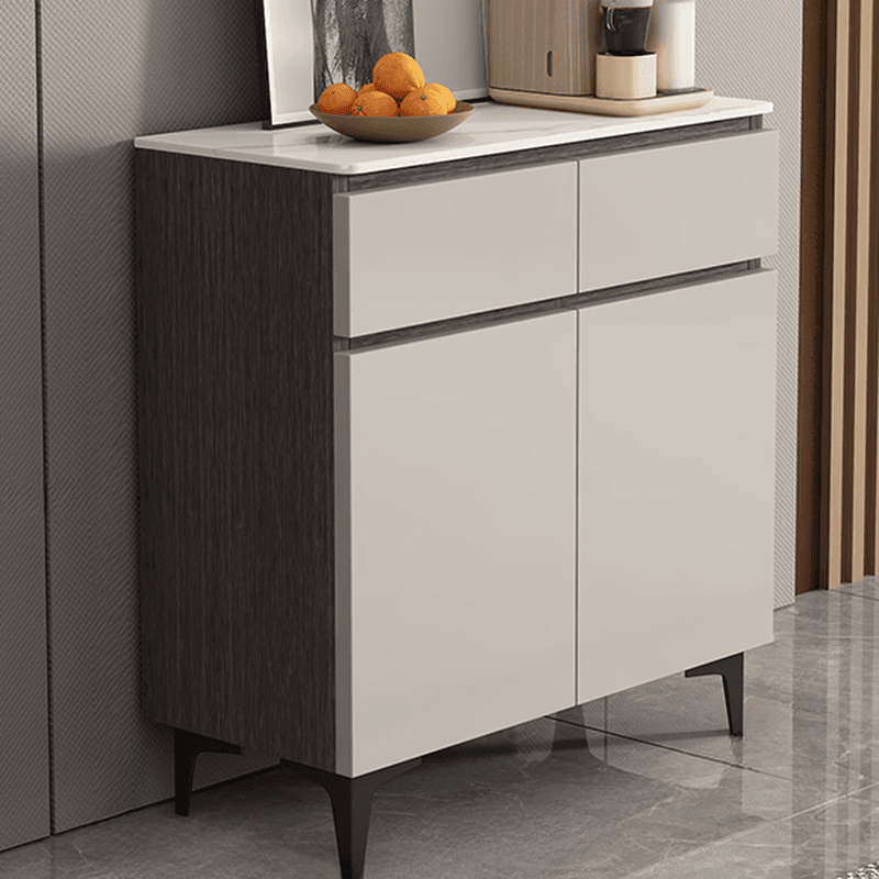 Modish Sideboard with 2 Drawers, 1 Shelf, Larder Storage, Sintered Stone Countertop, and 2/3 Doors