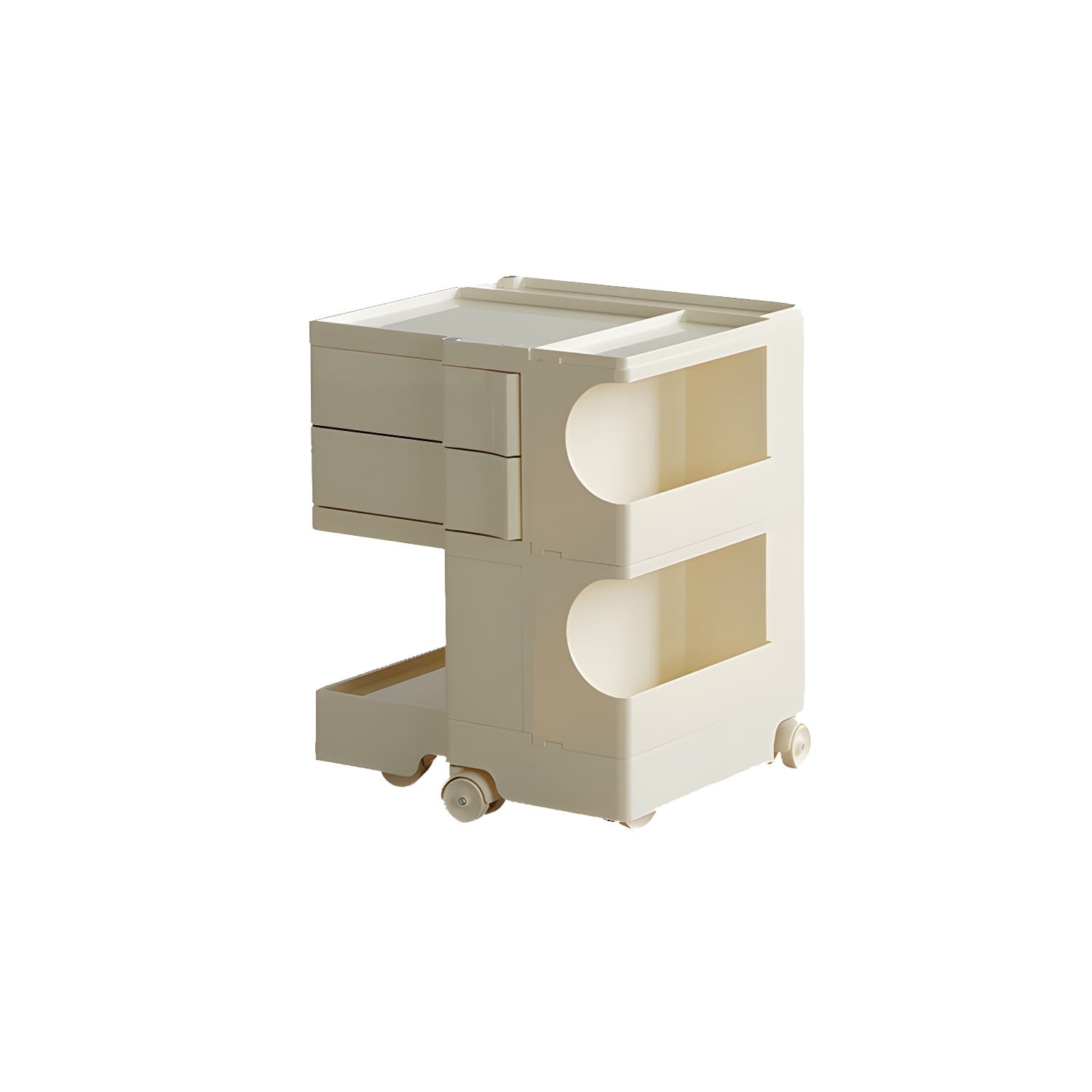 Modern Plastic Night Table Open Storage Night Stand with Wheels - image 4