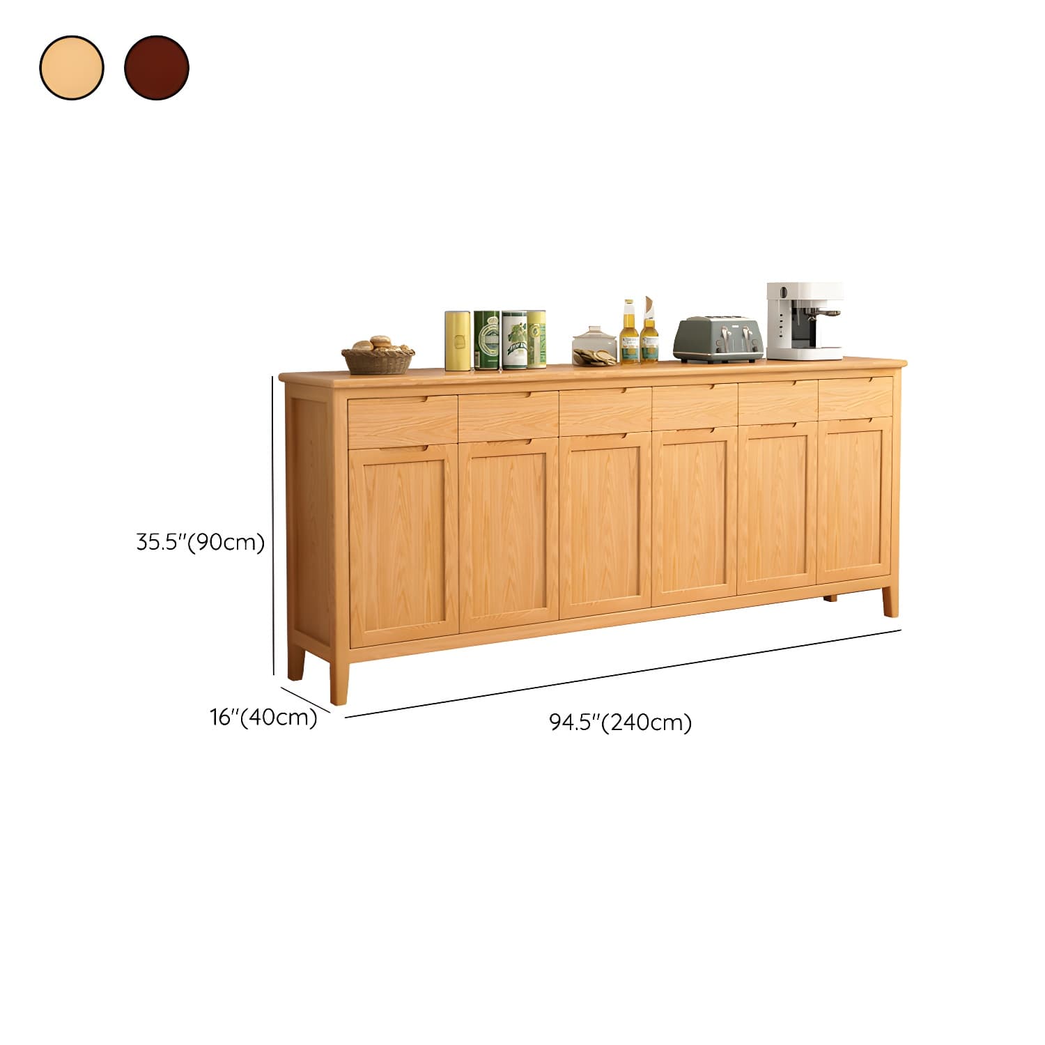 Scandinavian Oak Sideboard Credenza with Cabinets and Drawers - image 16