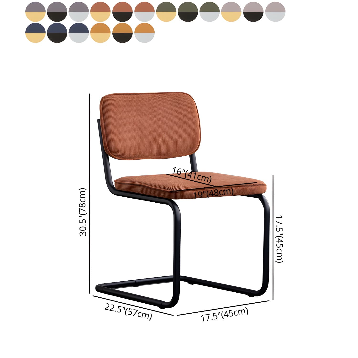 Contemporary Style Dining Chairs Armless Open Back Chairs with Metal Legs - image 19