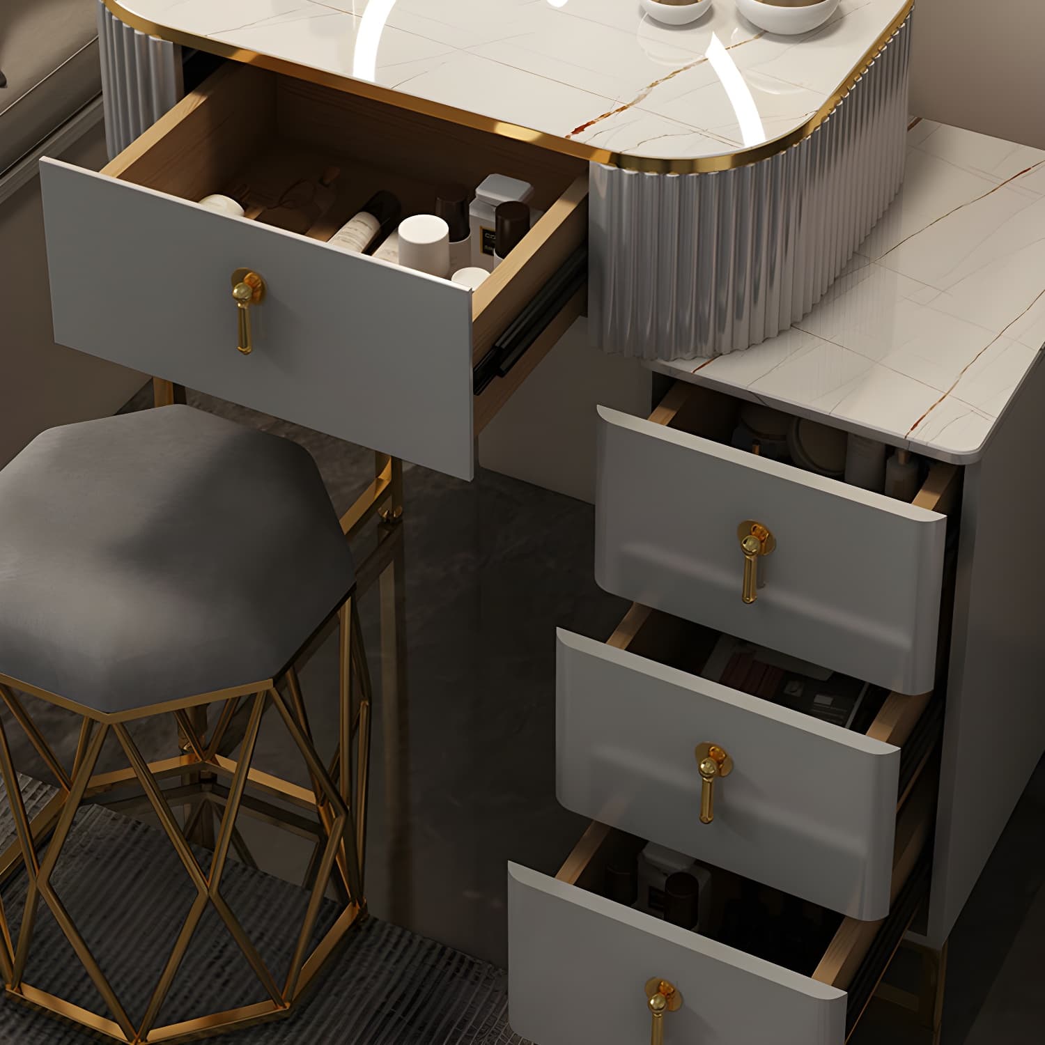 Contemporary Makeup Vanity Desk Table 29.9" H Bedroom Makeup Counter - image 10