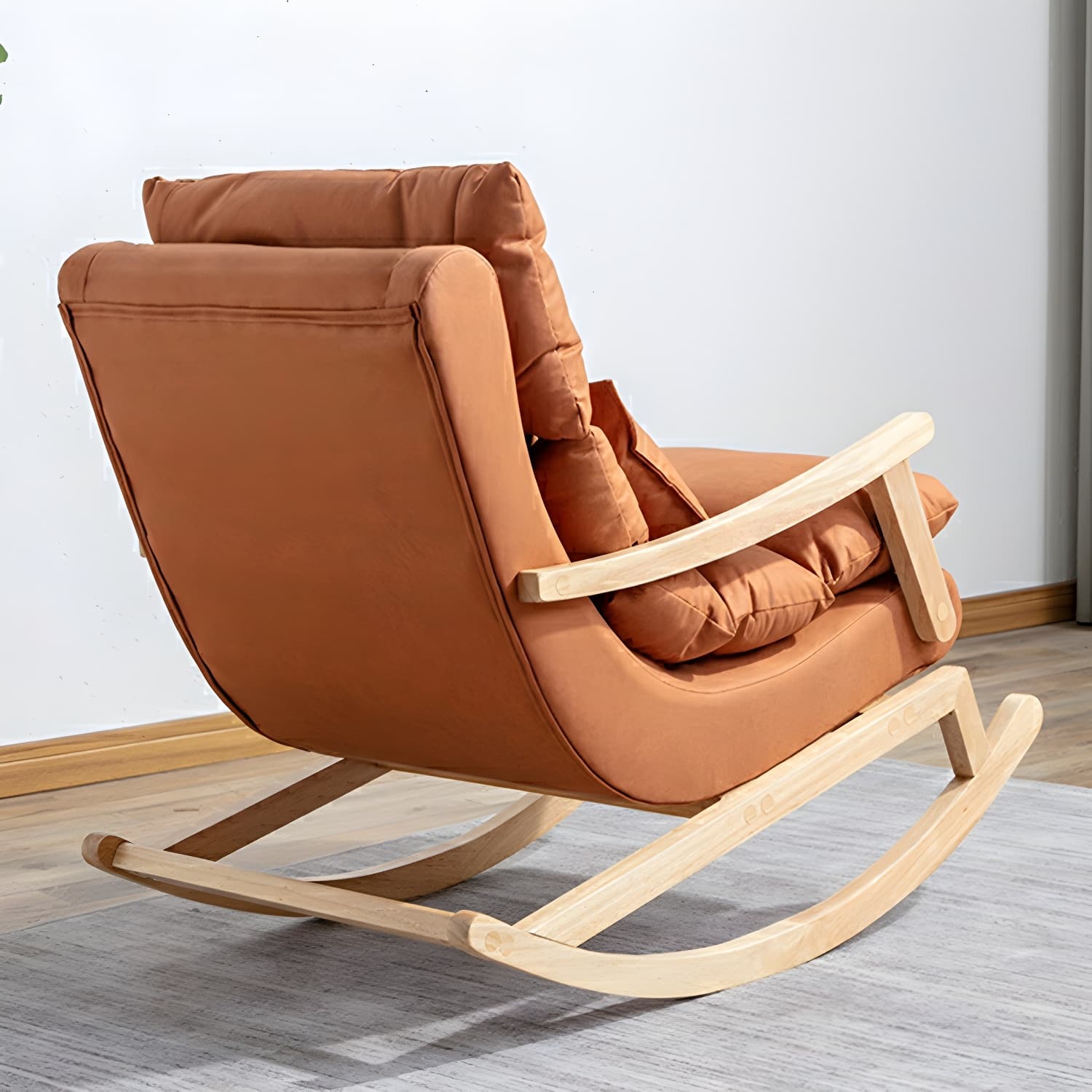 Modern Upholstered Rocking Chair with Track Arms and Ottoman for Stylish Interior Design - image 11