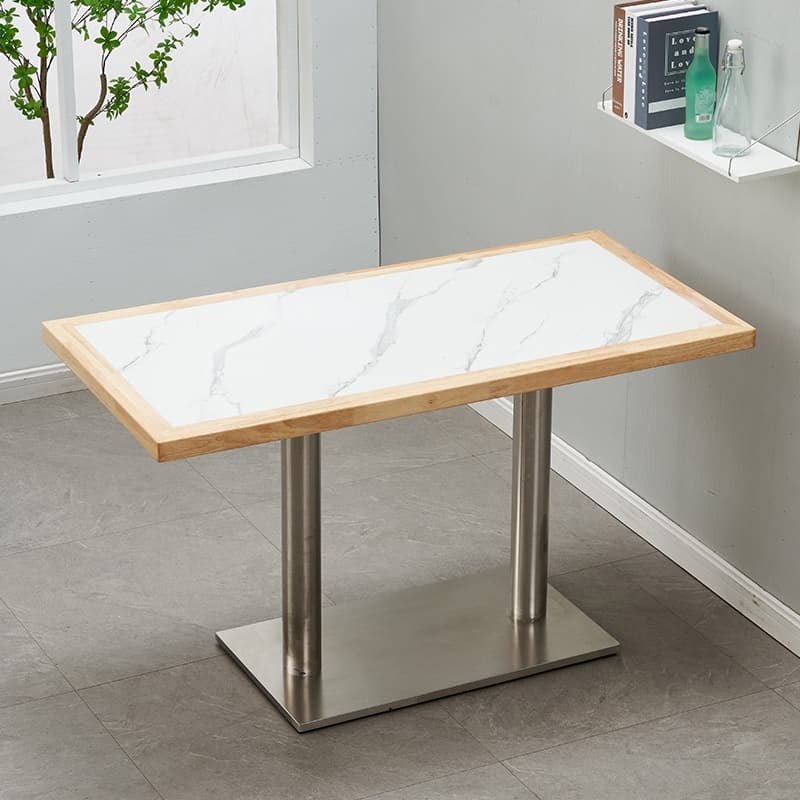 Art Deco Rectangular Dining Table with Lumber Top, Fixed Table Mechanism in Ink/White/Sepia - image 9