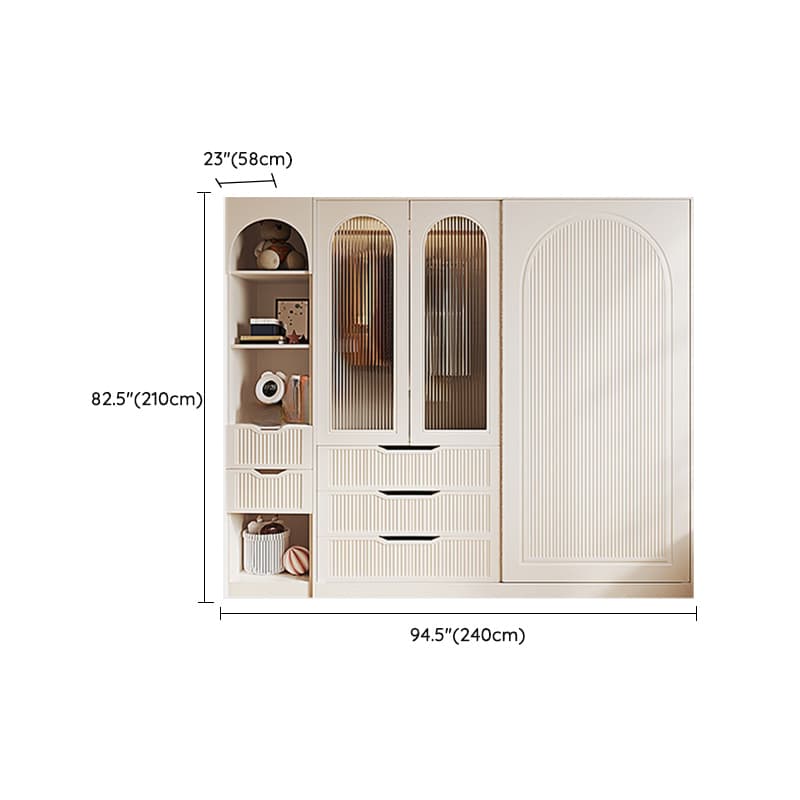 Chalk Almirah in Timber with Clothing Rod, 3 Cabinets/2 Cabinets and 5-Drawer/4-Drawer/3-Drawer in a Minimalist Style, 3-Shelf/2-Shelf Included/Not Included - image 31
