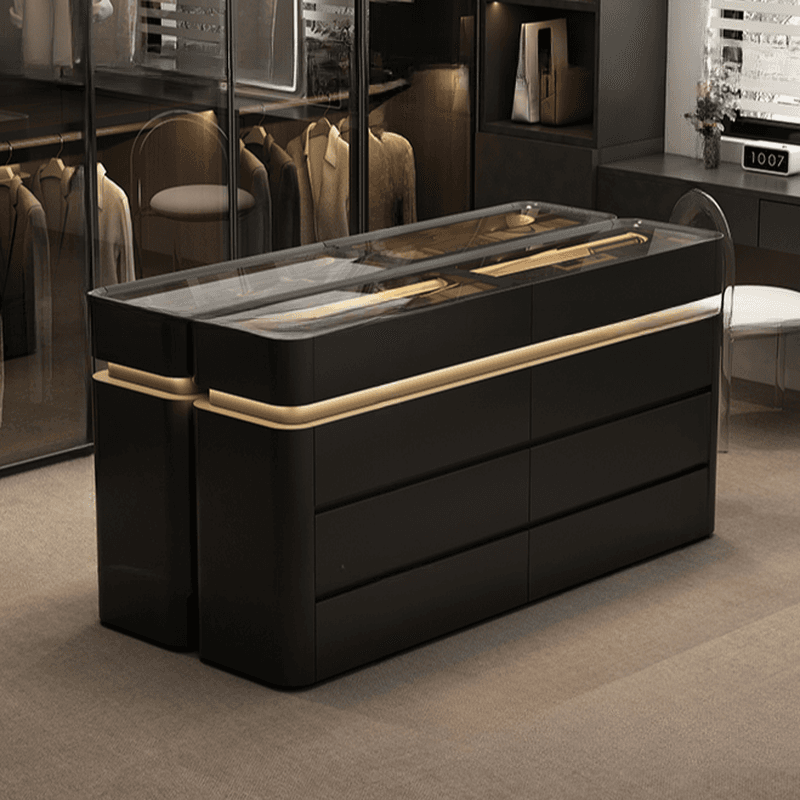 Minimalist Horizontal Console Dresser Illumination Light Timber 8 Drawers - image 5