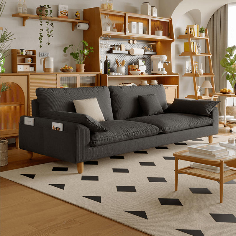 Gray/Sage/Amber Color Standard Sofa with Armrest and 4 Pillows for Drawing Room - image 5