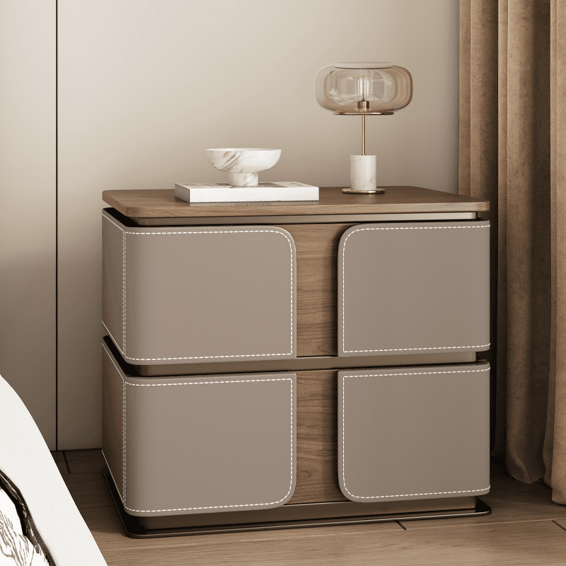 Art Deco Nightstand With Drawer Organization with 2 Drawers and Lumber Countertop - image 9