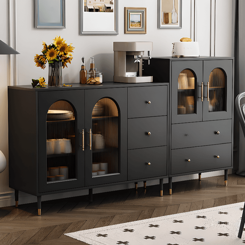 Standalone Accent Cabinet in Black with Glass Door, Alterable Shelf and Illuminating, Soft Close Drawer and 1 Cabinet/2 Cabinets in a Casual Style - image 4