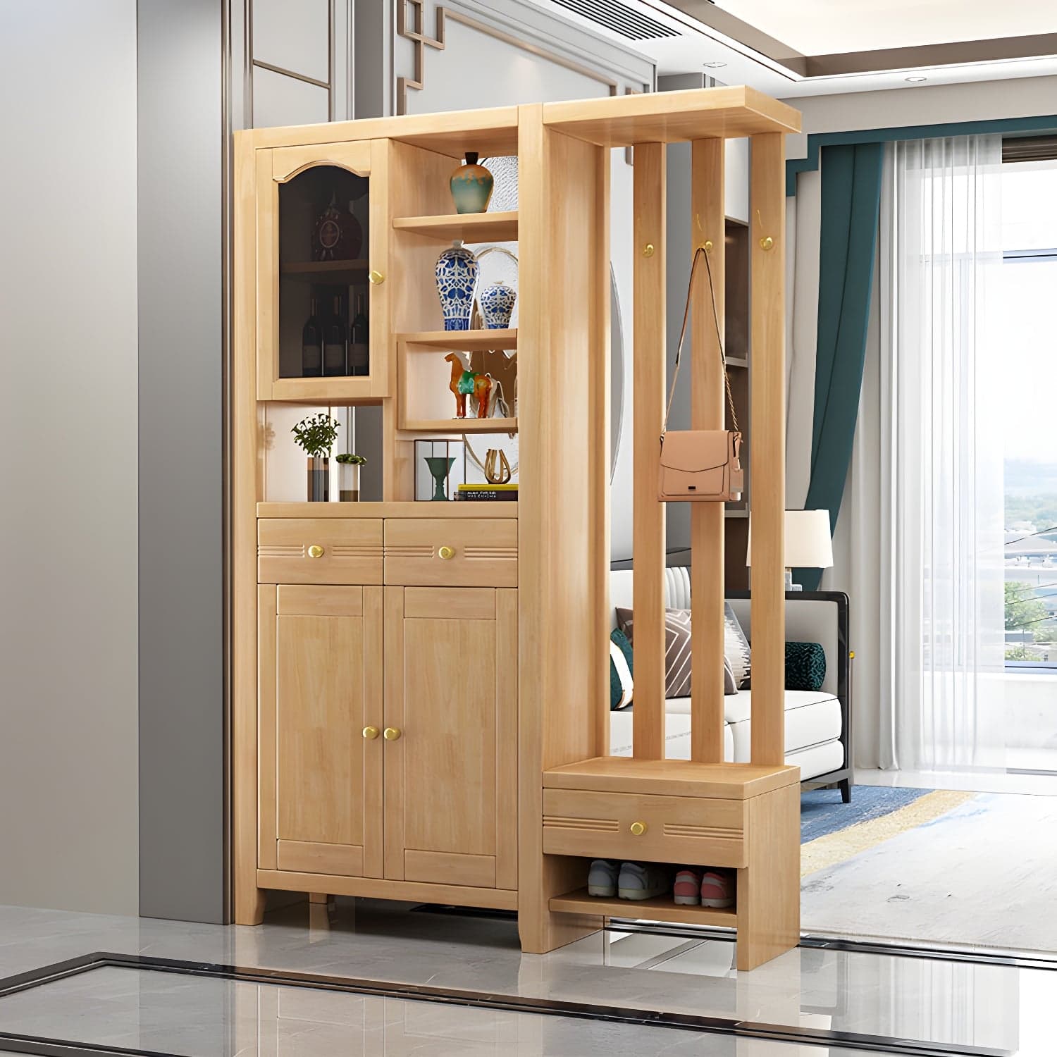 Solid Wood Modern Accent Cabinet with Doors and Drawers for Living Room - image 10