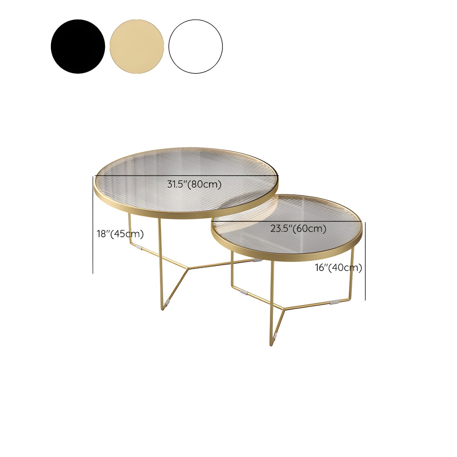 Set of Two - Glam Style Glass Top Coffee Nesting Tables With Metal Base - image 16