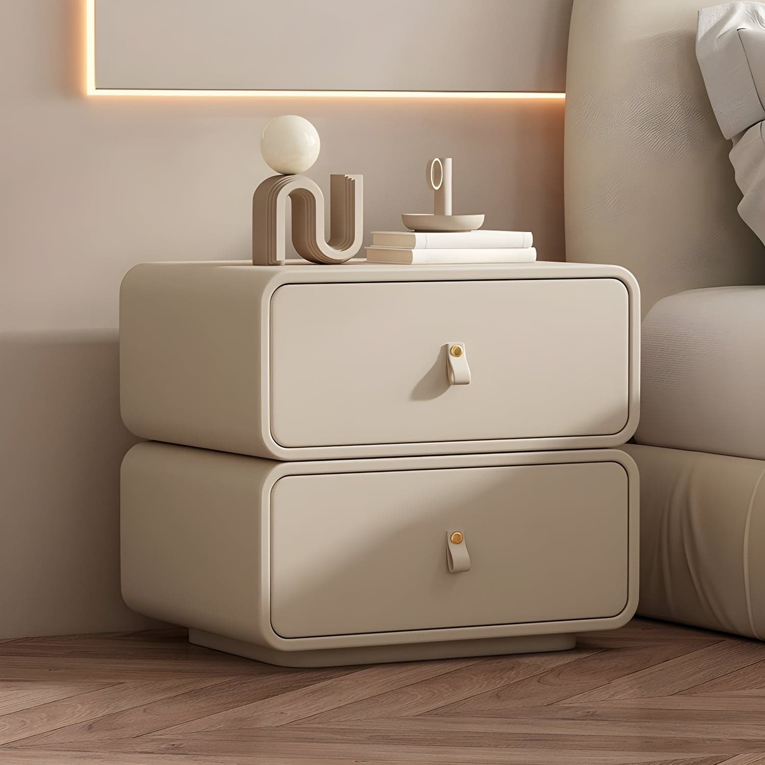 Modern Wood Drawer Storage Nightstand with 2 Drawers - Small Size - image 6