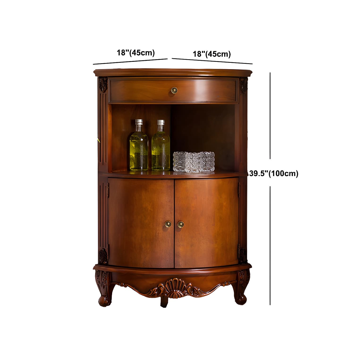 Mid-century Modern Brown Corner Cabinet, Wooden Accent Cabinet with Shelves - image 18