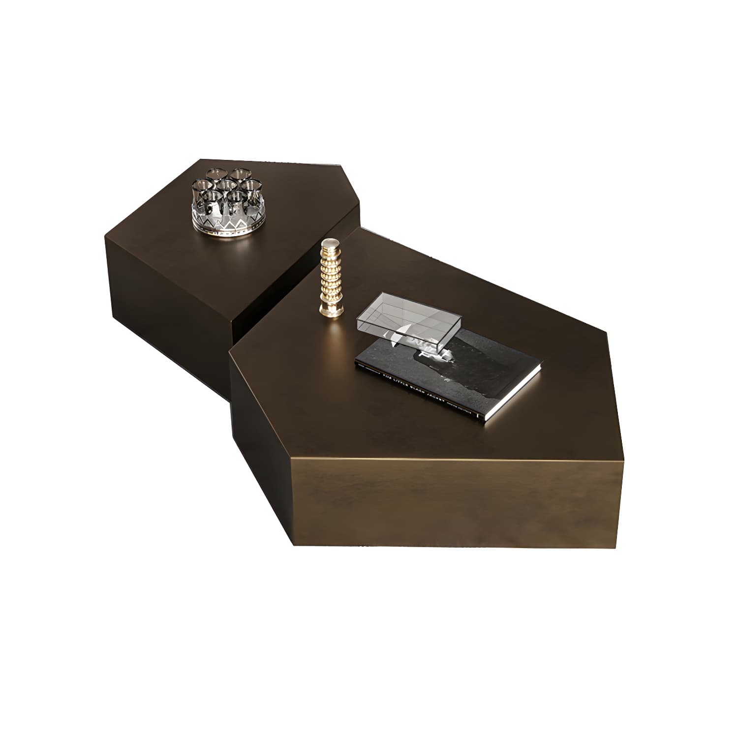 Abstract Shape Base Design Stainless Steel Hussey/bronze Free Shape Coffee Table - image 7