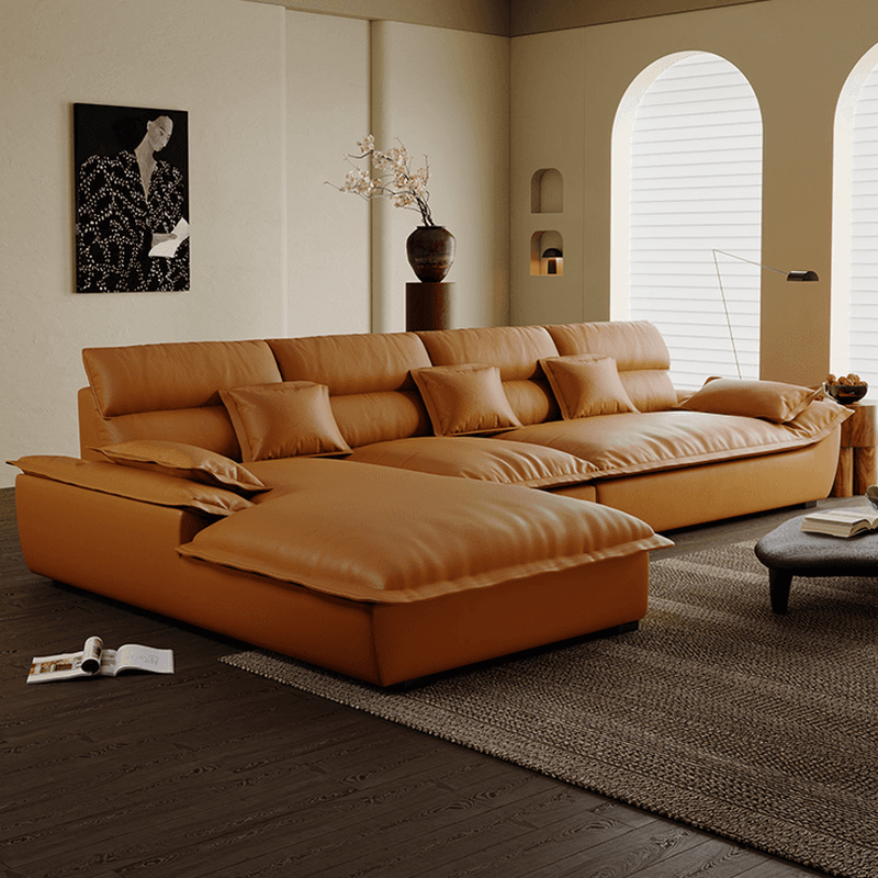 Modern Simple Style Midnight Black/Sepia/Chalk L-Shape Sofa Recliner Seats 5 - image 6