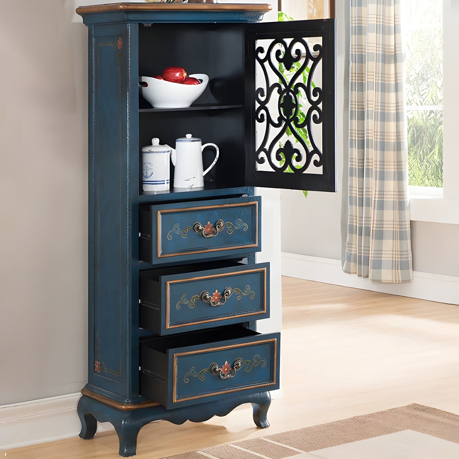 47.24"/61.02" Tall 1- Door Wooden Cabinet, Rectangle Accent Cabinet with Drawers - image 6