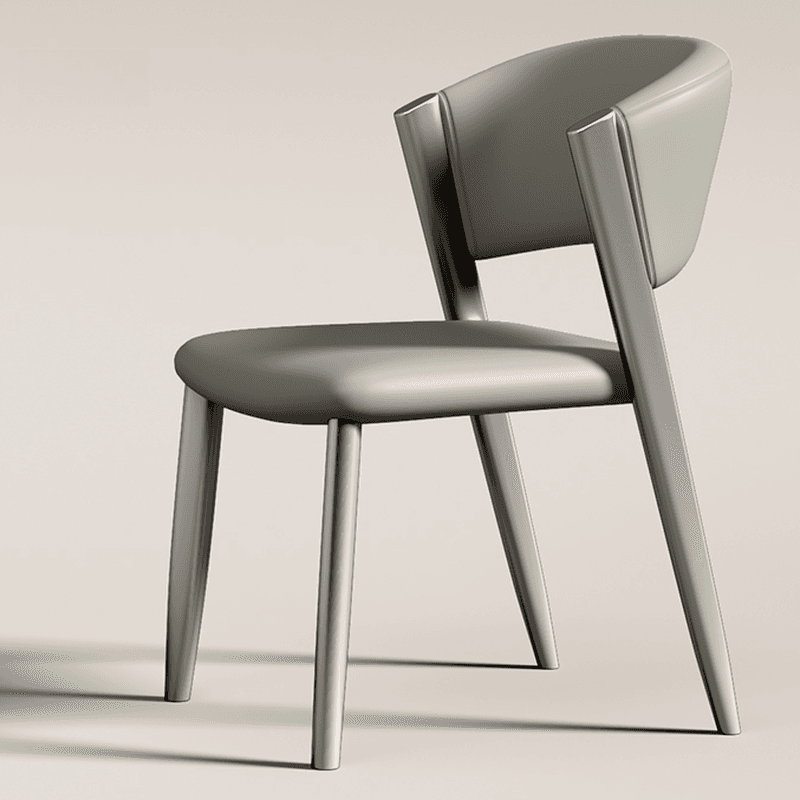 Modish Armless Chair with Exposed Back, Cushioned, Grey Steel Legs - image 5