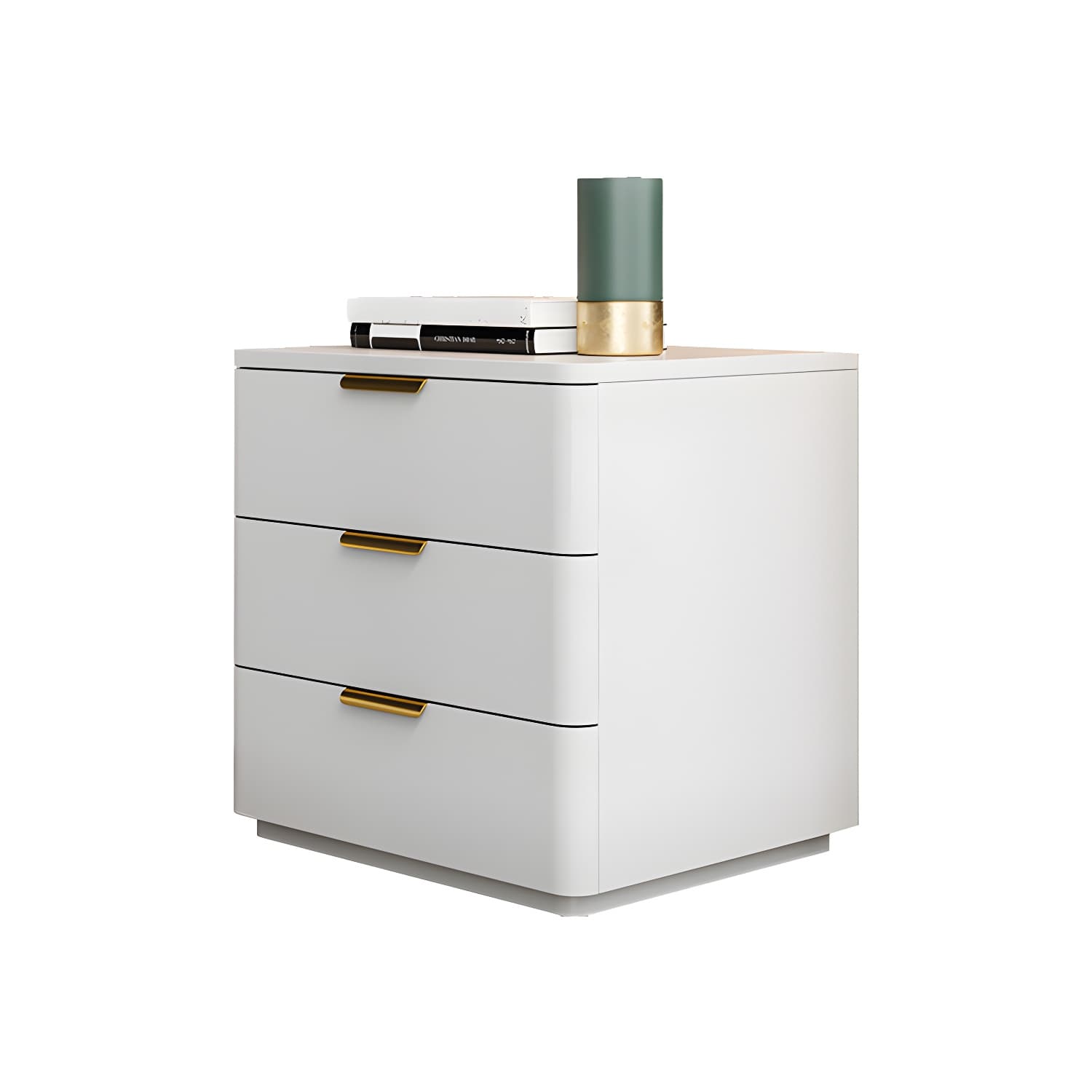 Contemporary Accent Table Nightstand Leather Nightstand with 3 Drawers - image 14
