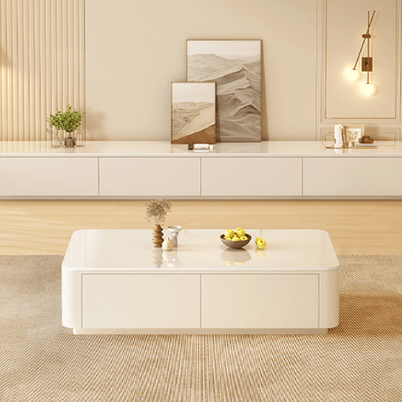 Contemporary Stone Parallelogram Accent Table with 4 Drawers/2 Drawers for Living Room - image 4