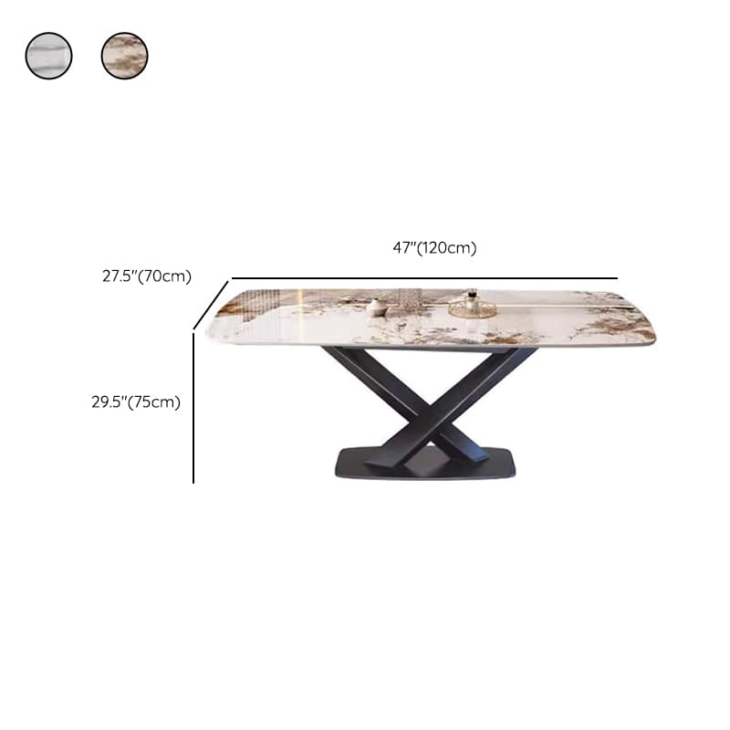 Rectangular Trendy Cream Fixed Standard Height Dining Table for 4/Seats 6 with Sintered Stone Top - image 11