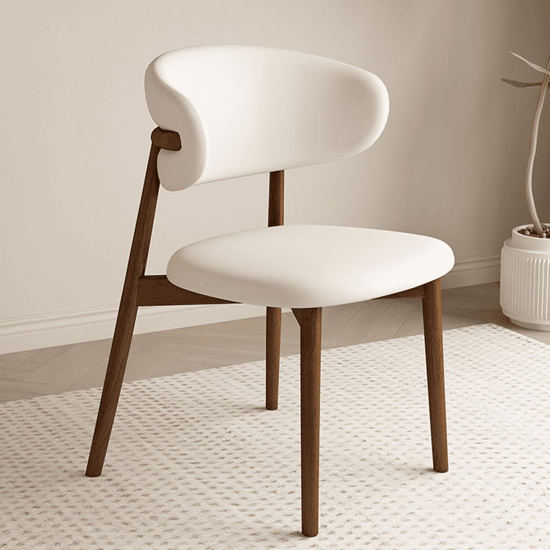 Art Deco Side Chair with Padded Upholstery, Midnight Black/Walnut/Wood Color Legs, Lumber Material, and Low Back - image 3