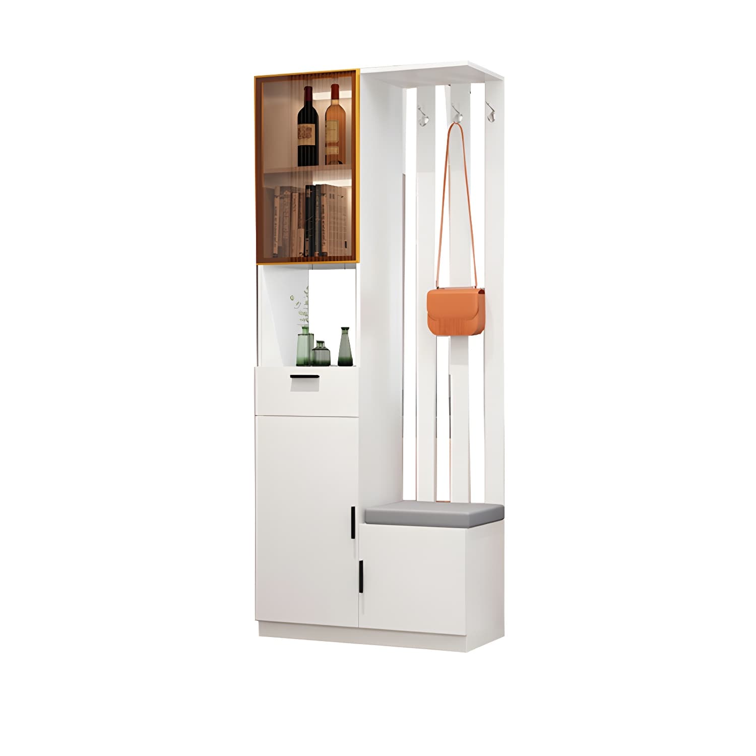 Rectangle Wood Cabinet 11.81" Wide 3-door Accent Cabinet with Drawer - image 12