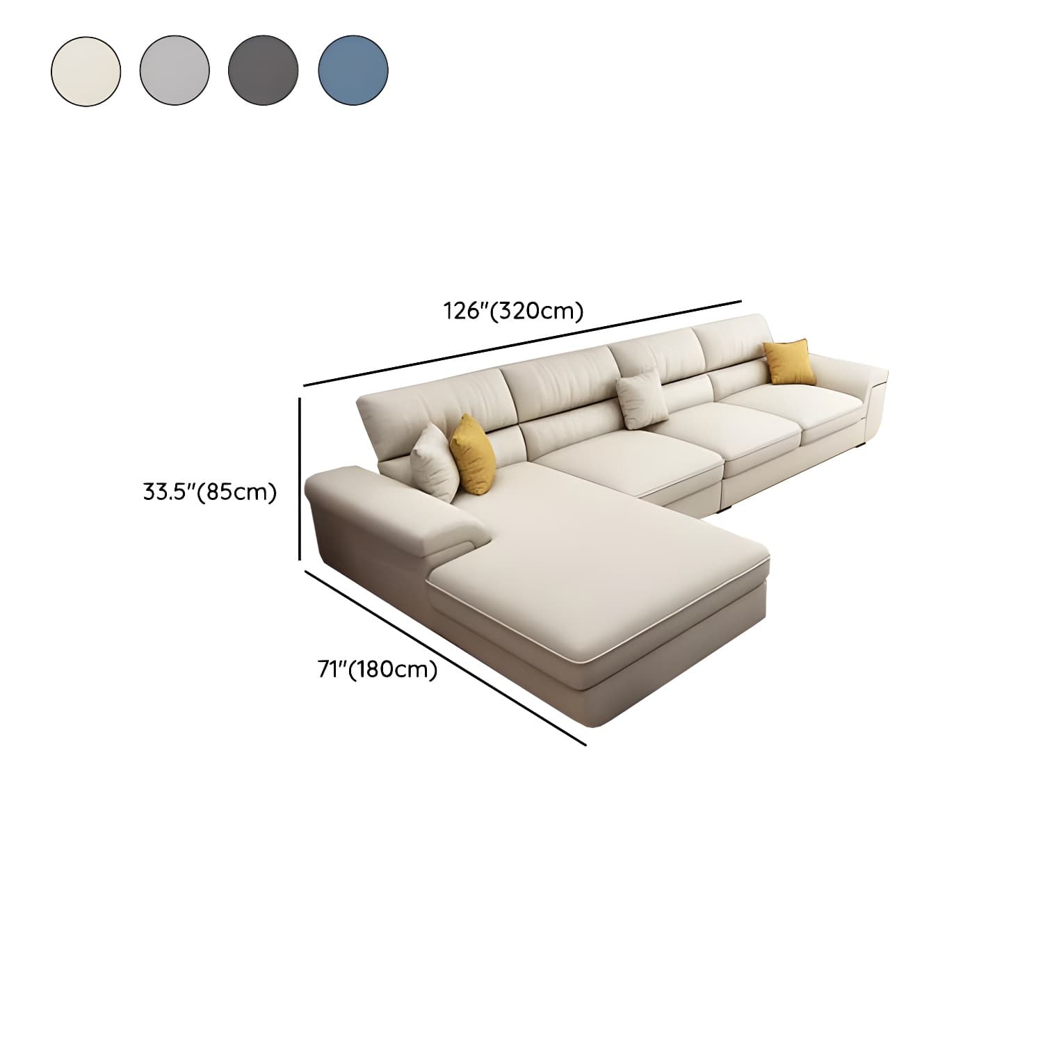 Modern L-Shape Wood Sectional Sofa Chaise with Pillow Top Arm and 3 Piece Set - image 16