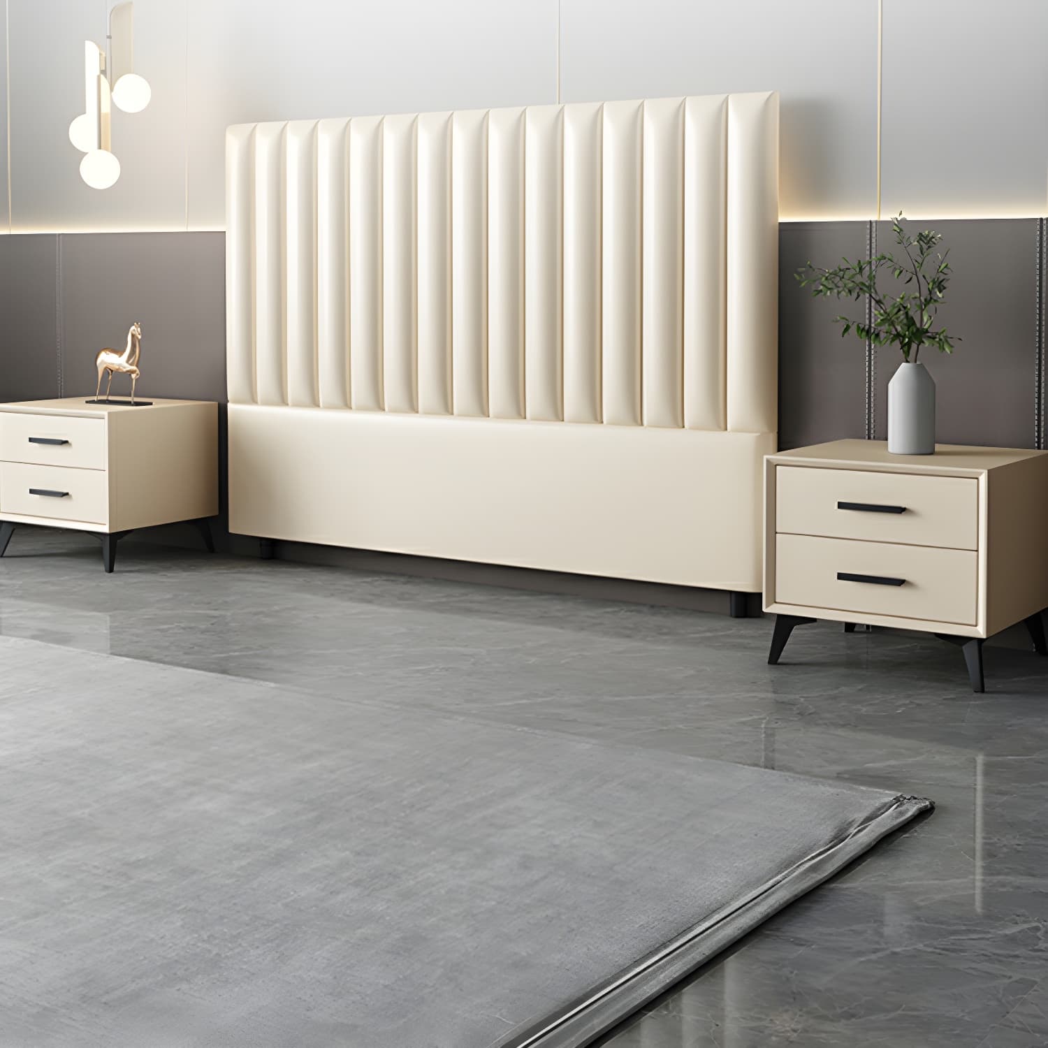 Pine Solid Wood Bed Headboard Freestanding Modern Leather Panel - image 9
