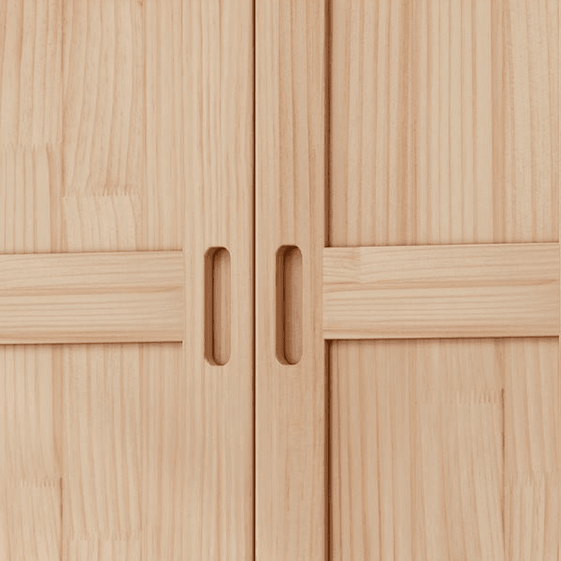 Natural Finish Minimalist Pine Wood Cabinet Armoire with 3-Drawer, Interior Shelves, and Clothing Rod - image 5