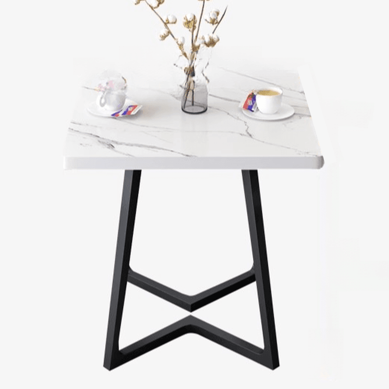 Dining Table Set with Recycled Wood Sleighing Base, Padded Chair, Back and Armrest, 5-piece in White - image 11