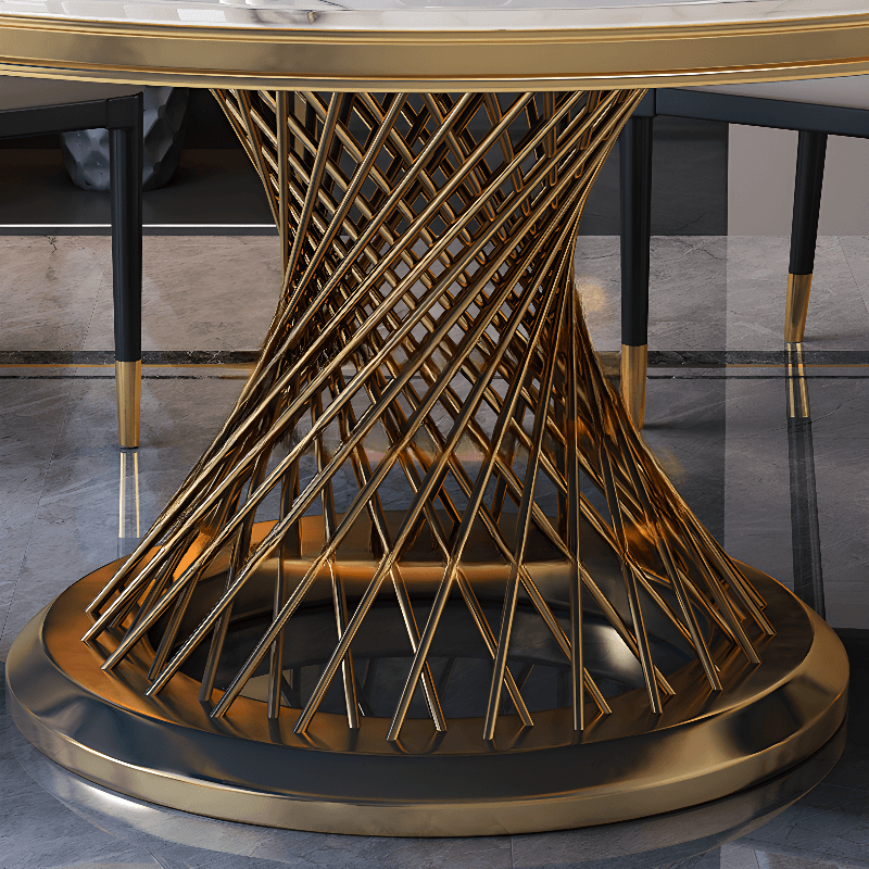 Art Deco Marble Stone Dining Table Set Available for 4, 6, or 8 People - image 7