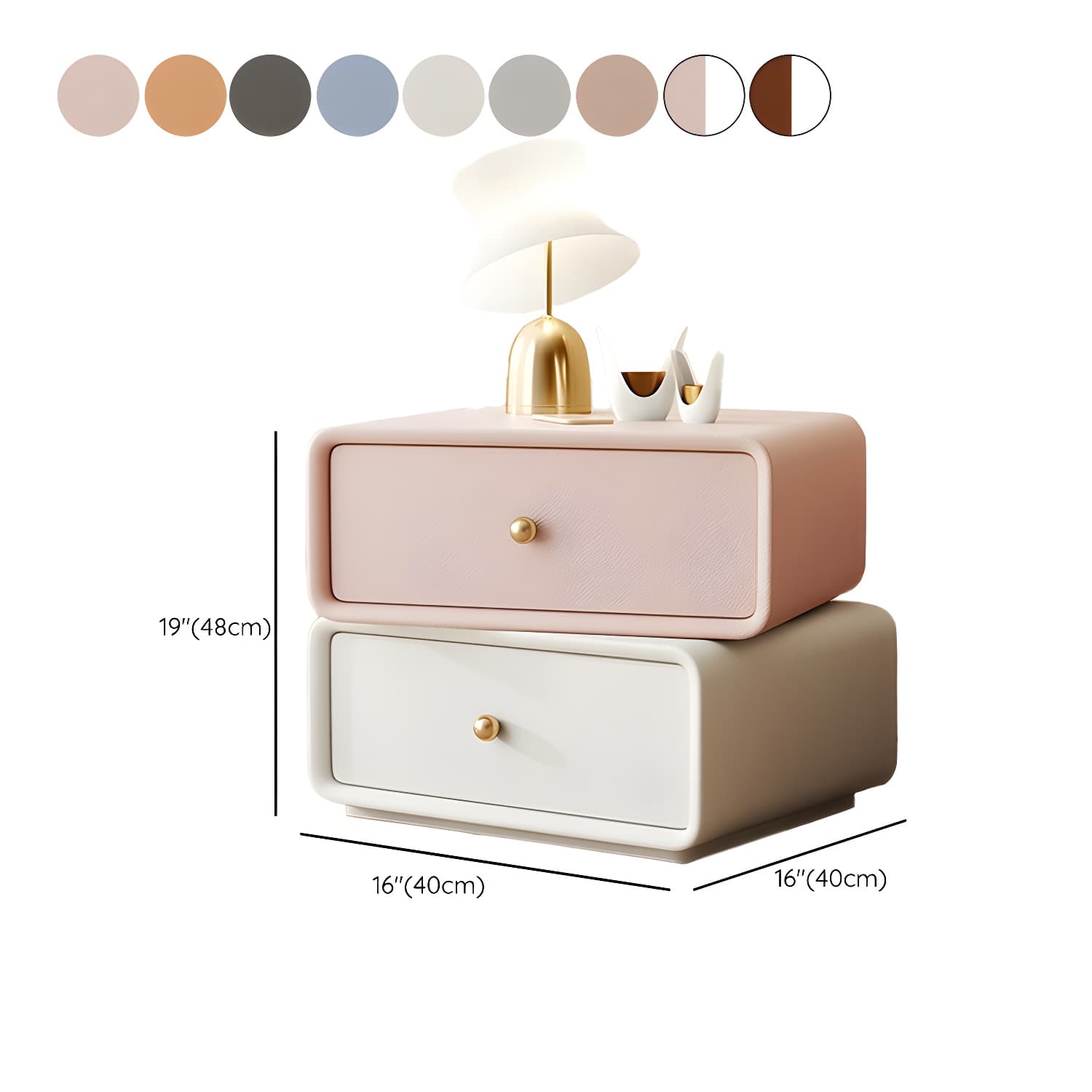 Modern Wood Nightstand with 2 Drawers - Faux Leather Countertop - Small and Stylish - image 21