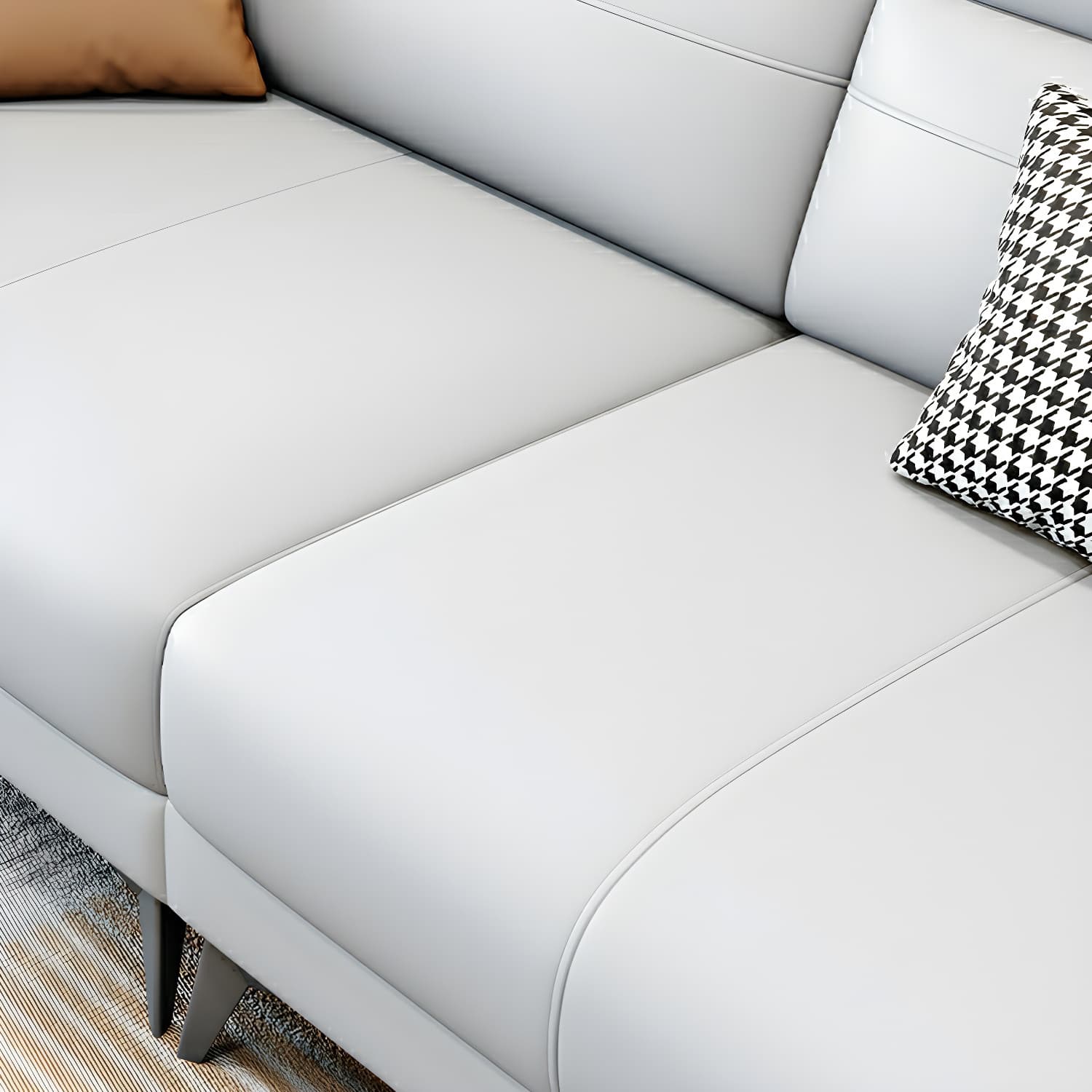 Modern L-Shape Stationary Sectional Sofa Chaise with Flared Arm Design - image 16