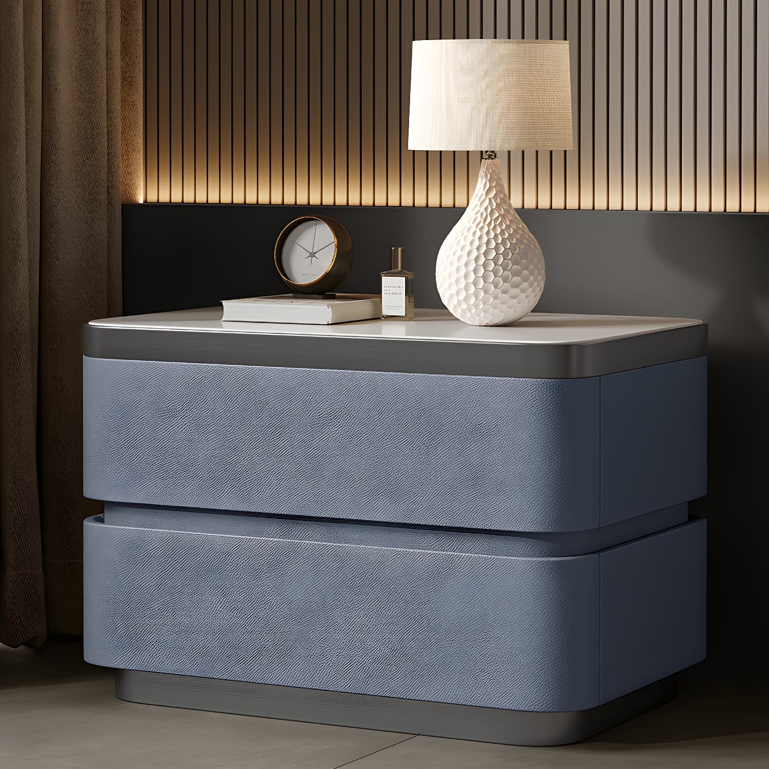 Scandinavian Bedside Cabinet Made of Solid Wood with Two Drawers for Bedroom - image 7