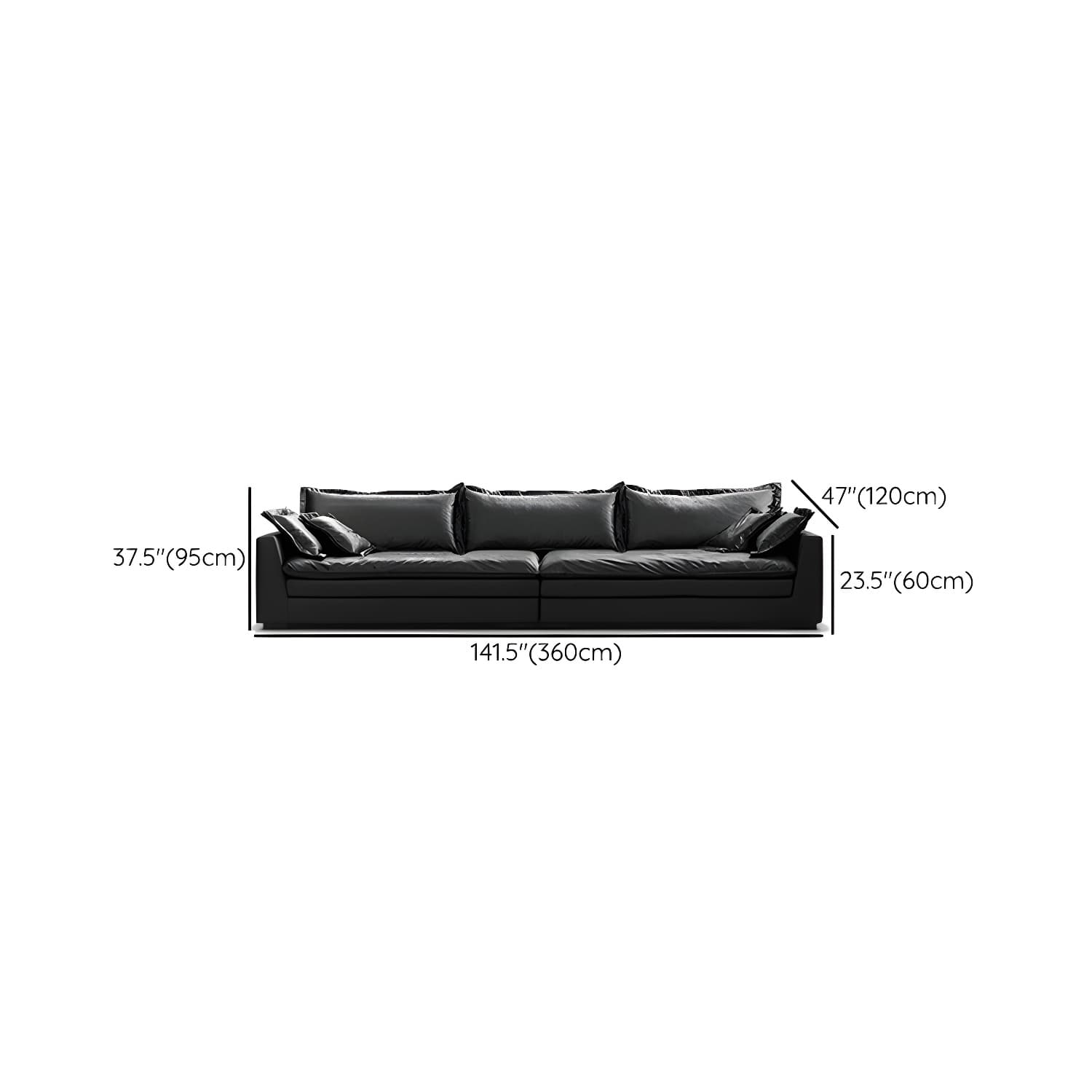 Modern Black Stationary Sectional Sofa with Wood Frame and Tech Cloth Upholstery - image 18