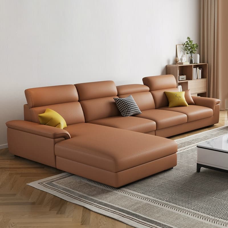 Modern Sectional Sofa and Chaise with Adjustable Pillows and Pillow Top Arm