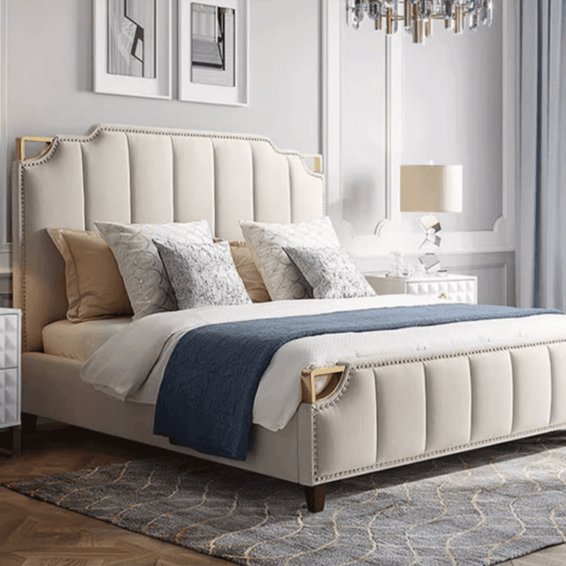 No Distressing Twin XL/Full/Queen Panel Headboard with Nailhead Border, Portman Shape, Sponge Fill, Wall Mounted, Low Height - image 6