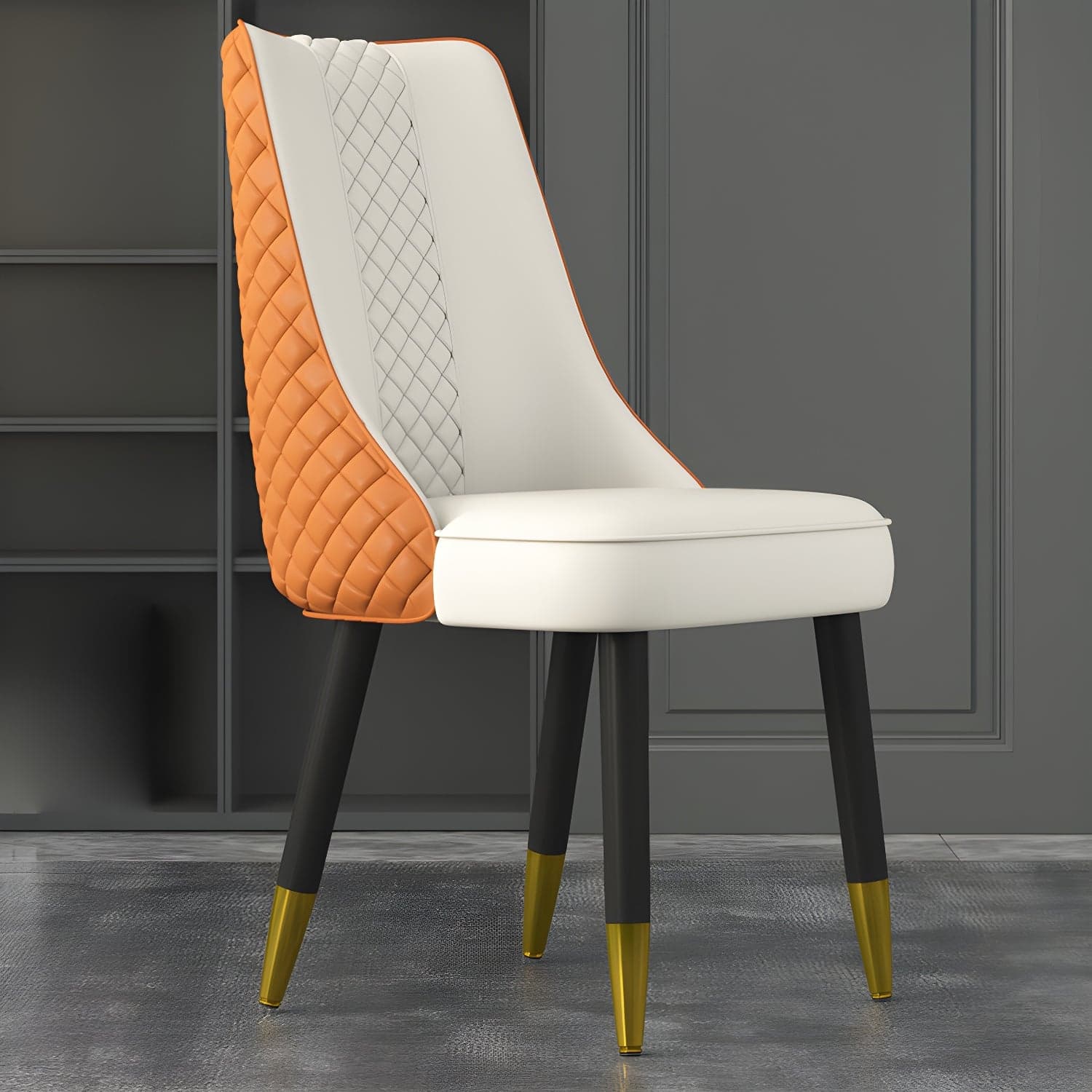 Industrial Style Dining Chairs Faux Leather Kitchen Chairs with Wood Legs - image 15