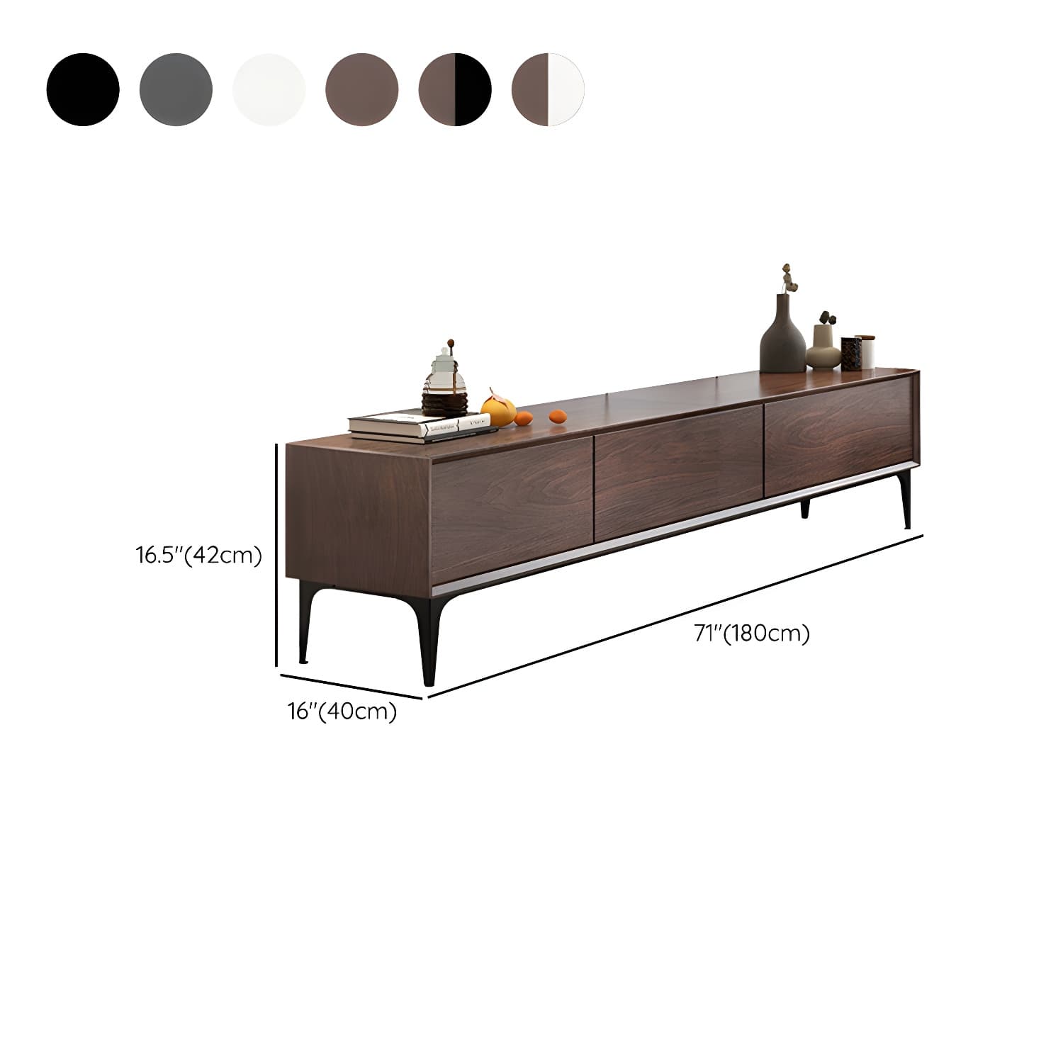 Scandinavian Style Wood TV Stand with Cable Management, Drawers Included - Low Height and With Legs - image 17