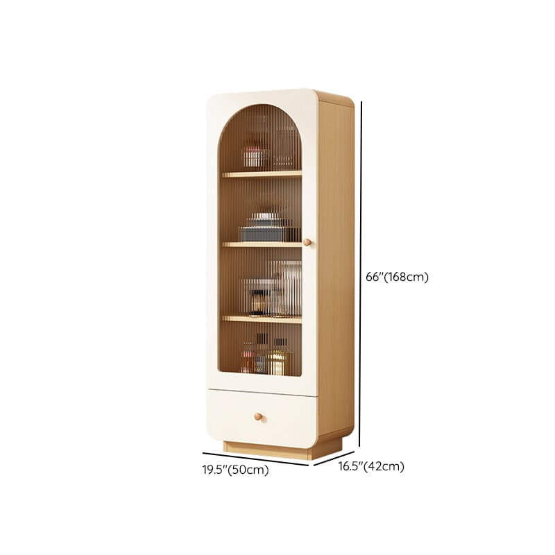 Modern White Lumber Narrow Sideboard with Single Drawer, 4 Shelves/Three Internal Shelves/Two Internal Shelves, Glass-panel Door - image 25