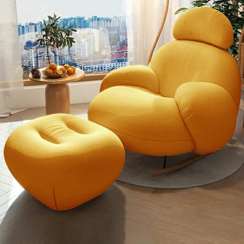 Attractive and Comfortable Designer Indoor Rocking Chair with Natural Wood Legs - image 6