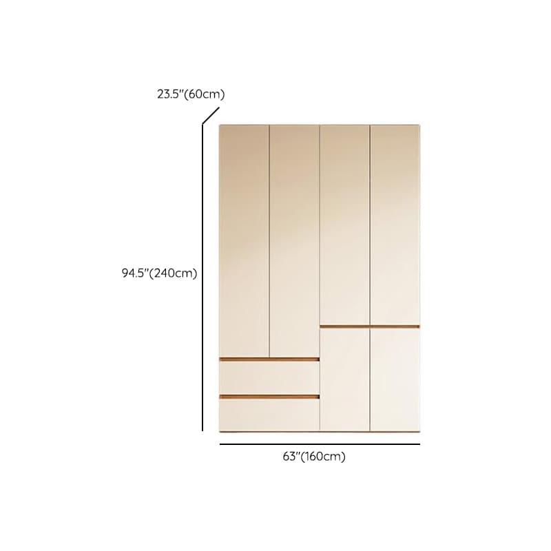 White Minimalist Manufactured Wood Wardrobe Closet with 2 Drawers, Soft Close Door, Interior Shelves, and Clothing Rod - image 14