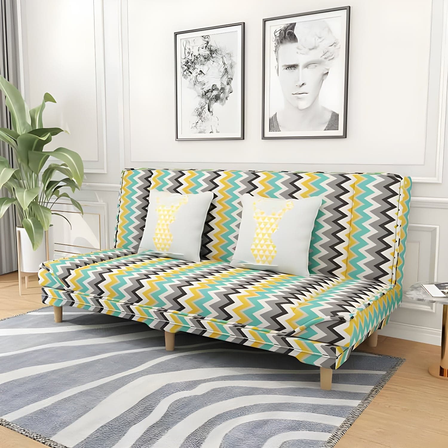 Convertible Armless Sofa 48"W Modern Sofa with Cotton Blend for Living Room - image 4
