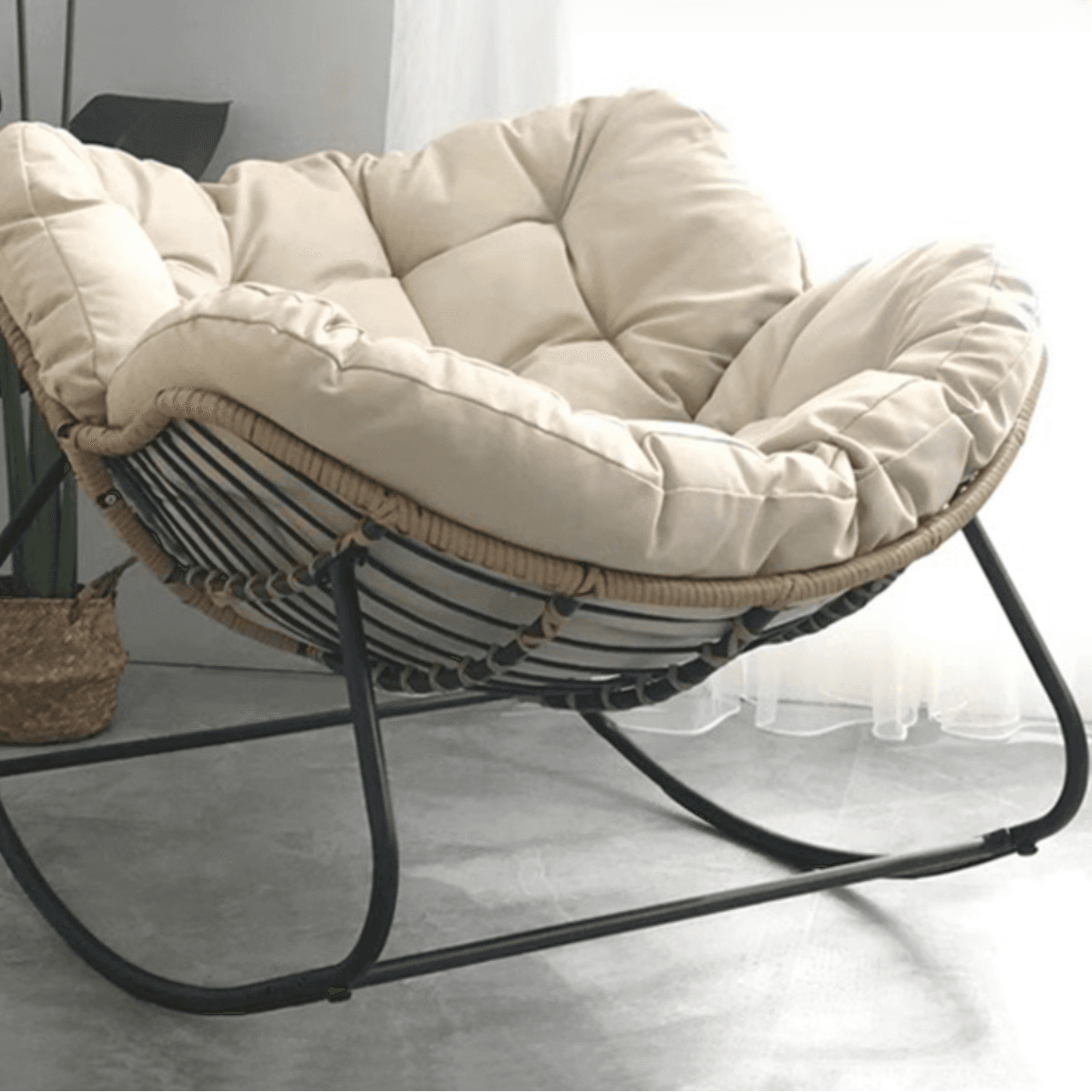 Midnight Black/Chalk/Cocoa Ergonomic Rocking Chair Couch with Rear Back, Stationary - image 11