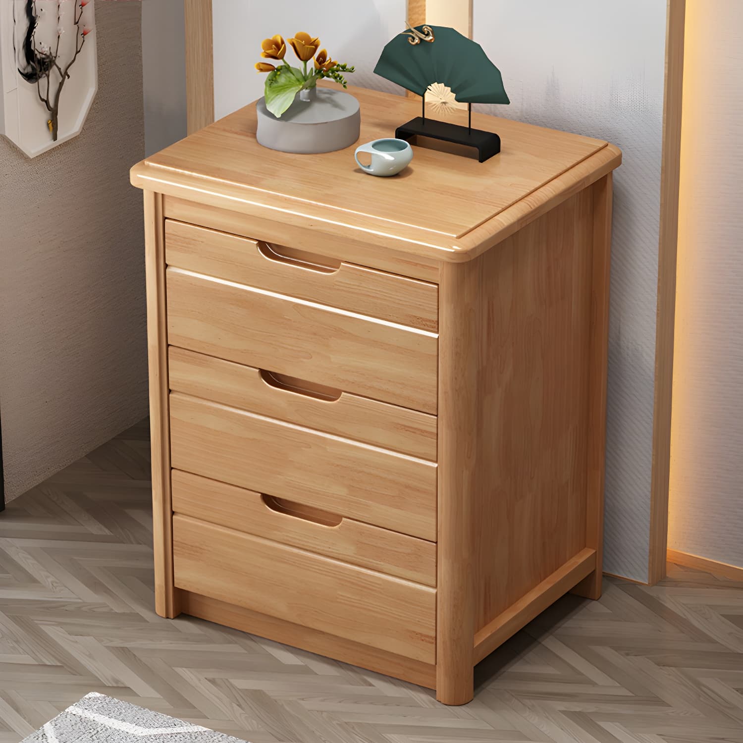 Traditional Wood Dresser with Drawers in Narrow Design and Rubberwood Material - image 13