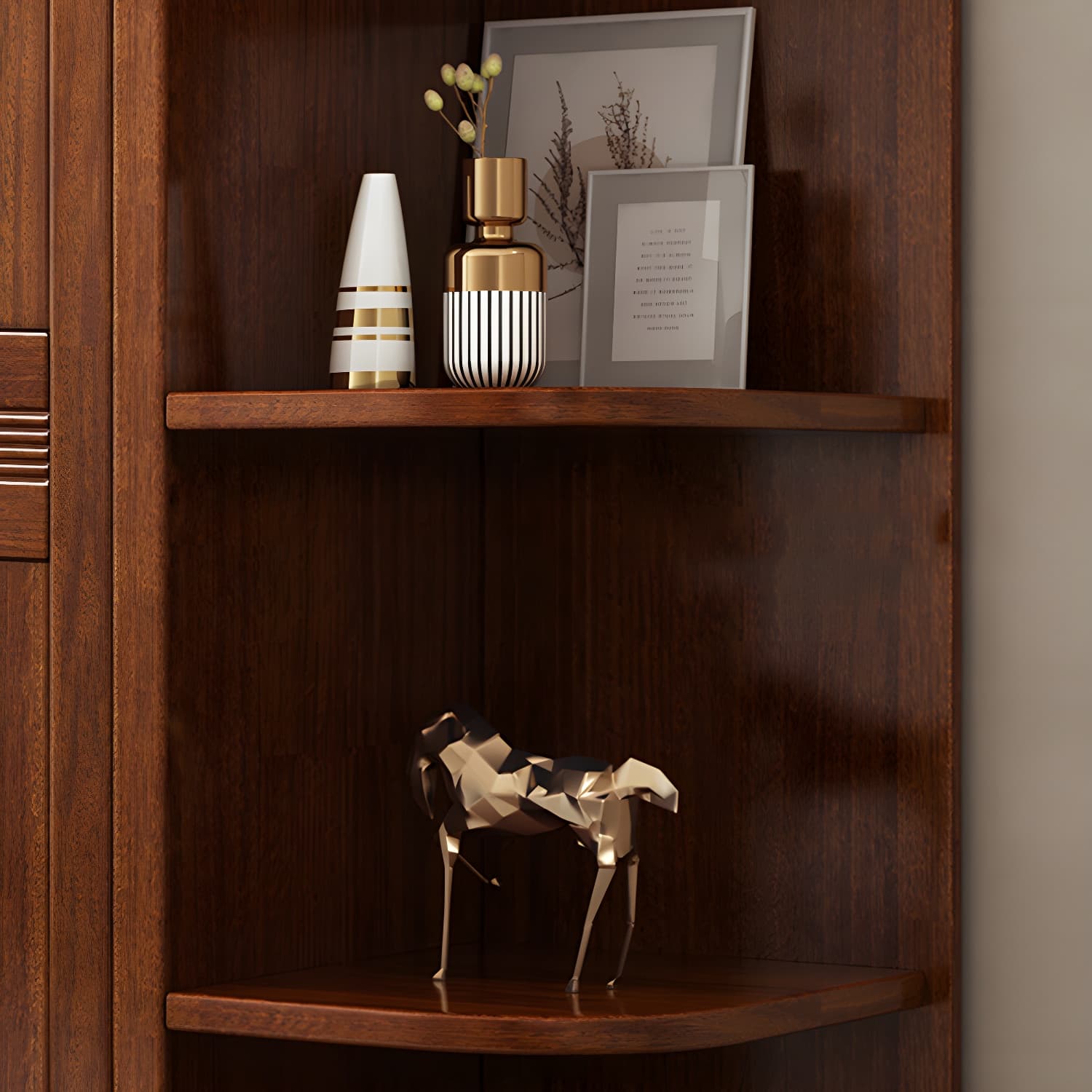 Wood Brown Rustic Wardrobe Armoire with Drawers & Shelves, Walnut Finish - image 8