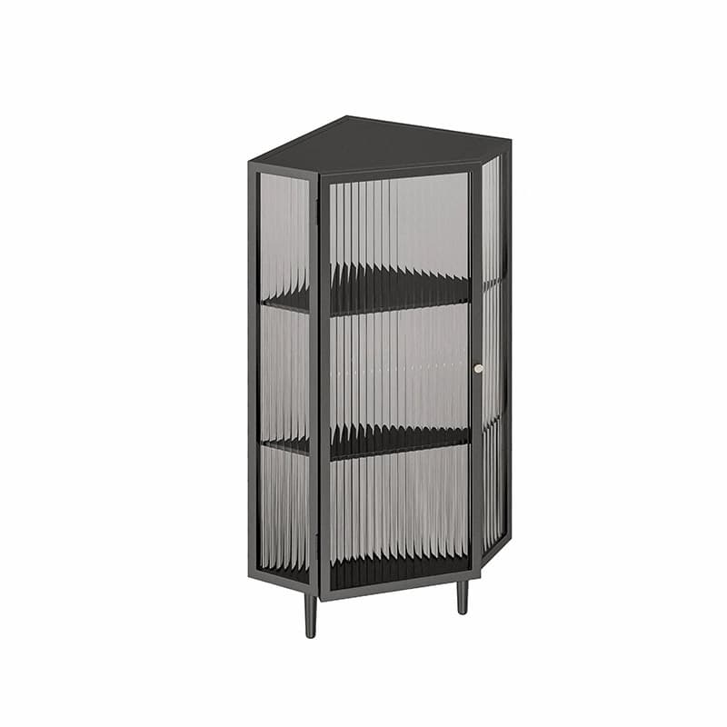Sophisticated Steel Corner Accent Cabinet with Glass Doors and Cabinets Included - image 7