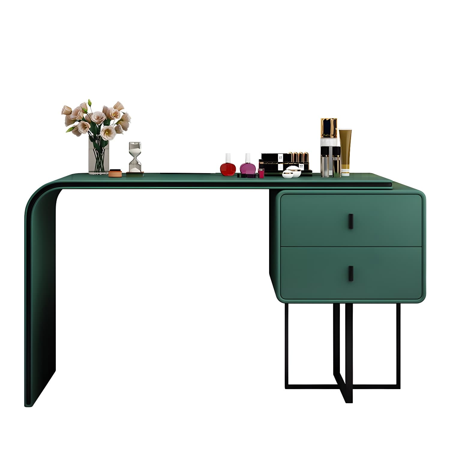 Glam Style 2-Drawer Solid Color Dressing Table Mirror Make-up Vanity - image 15
