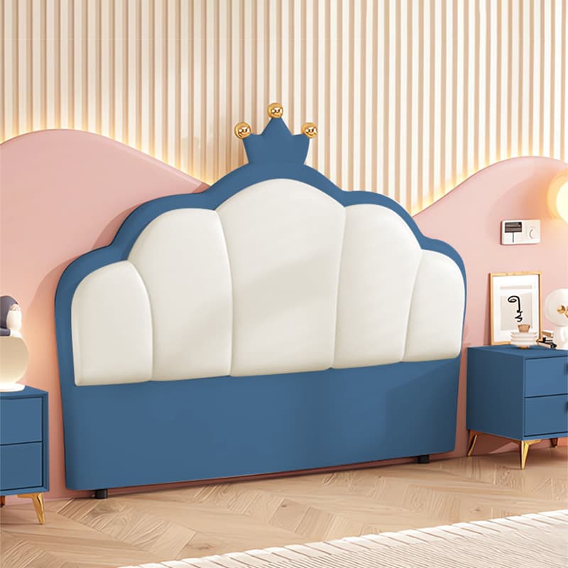 Trendy Panel Headboard in Natural Wood with No Distressing, Portman Shape for King/Queen/Full Bed, Featuring Sponge Upholstery and Standard Height